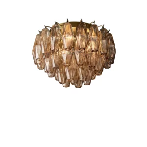 Plafonnier suspendu verre rhomboïde design postmoderne 2025 cuivre bronze éclairage moderne chambre salon décoration intérieure lustre élégant