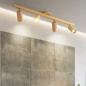 Plafonnier bois naturel design scandinave nordique moderne éclairage chaleureux économie d’énergie chambre salon cuisine bureau décoration intérieure