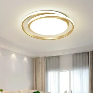 Plafonnier moderne LED design minimaliste aluminium acrylique doré éclairage intérieur salon chambre étude salle à manger économique élégant lumière douce