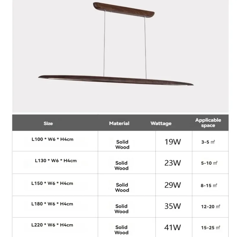 Suspension bois LED design nordique moderne éclairage chaleureux salon salle à manger économique élégant
