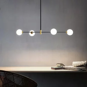 Suspension moderne en verre et métal  design minimaliste  globes opaques  éclairage doux  salle à manger  salon  cuisine  chambre  décoration intérieure élégante