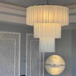 Suspension moderne en tissu plissé lumière douce design vintage plafonnier salon chambre éclairage chaleureux