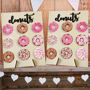 Support à donuts en bois naturel  design festif  présentoir événementiel pour mariage  anniversaire  fêtes  décoration originale et pratique