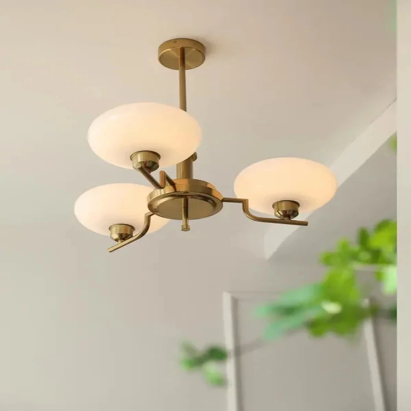 Plafonnier suspendu verre dépoli métal chrome design moderne rétro éclairage salon chambre cuisine lumière chaleureuse économique