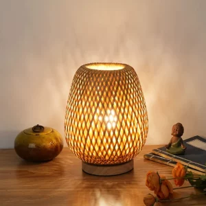 Lampe à poser en bambou tressé design moderne éclairage chaleureux pour chambre bureau salon Lampe à poser en bambou tressé design moderne éclairage chaleureux pour chambre bureau salon
