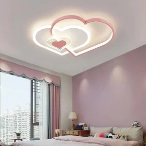 Plafonnier moderne forme cœur lumière douce décoration romantique chambre à coucher enfant éclairage LED économies d’énergie design nordique scandinave élégance naturelle