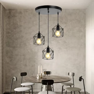 Suspension métal cage design industriel moderne éclairage salle à manger salon cuisine lumière chaleureuse ambiance loft déco moderne épurée Suspension métal cage design industriel moderne éclairage salle à manger salon cuisine lumière chaleureuse ambiance loft déco moderne épurée