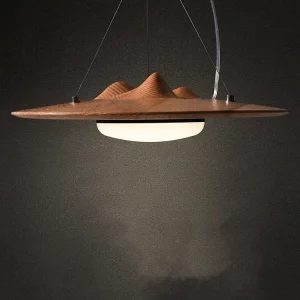 Suspension LED en bois frêne design moderne nordique éclairage intérieur salon chambre lumière chaleureuse économie d’énergie élégante