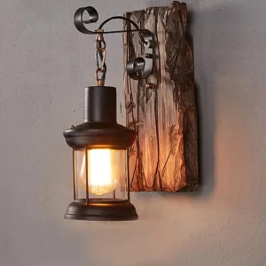 Applique murale bois métal verre design vintage industriel éclairage chaleureux salon chambre cuisine décoration écoénergétique
