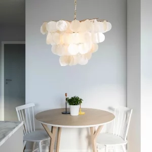 Lustre en nacre moderne design vintage suspendu pour salle à manger chambre salon éclairage sophistiqué ambiance élégante