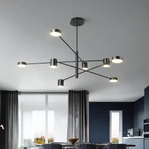 Plafonnier moderne acier inoxydable design minimaliste éclairage uniforme lumière LED salon salle à manger bureau élégance industrielle