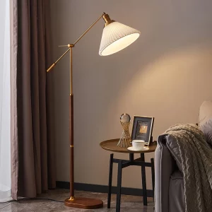 Lampe sur pied bois noyer métal doré design nordique moderne Vintage éclairage salon chambre lumière chaleureuse économie d’énergie élégance naturelle Lampe sur pied bois noyer métal doré design nordique moderne Vintage éclairage salon chambre lumière chaleureuse économie d’énergie élégance naturelle