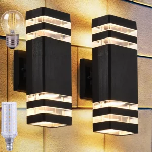 Applique murale moderne métal noir verre transparent design industriel éclairage intérieur salon chambre style élégant lumière diffusée