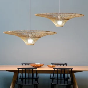 Plafonnier LED en Rotin Design Scandinave Nordique Moderne pour Salon Chambre Éclairage Chaleureux Économique Élégant