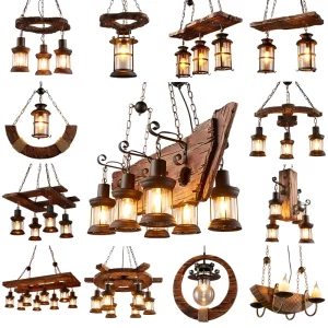 Lustres en bois massif style industriel rétro suspension murale et plafonnier éclairage chaleureux décoration intérieure loft salon salle à manger Lustres en bois massif style industriel rétro suspension murale et plafonnier éclairage chaleureux décoration intérieure loft salon salle à manger