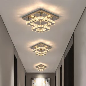 Plafonnier LED en cristal moderne design luxueux lumière diffusée cuisine couloir salon éclairage élégant économique certification CCC ROHS UL Plafonnier LED en cristal moderne design luxueux lumière diffusée cuisine couloir salon éclairage élégant économique certification CCC ROHS UL