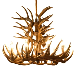 Lustre Vintage en Résine Bois de Cerf Design Rustique Éclairage Chaleureux Salon Bureau Église Suspension Économique Élégant Lustre Vintage en Résine Bois de Cerf Design Rustique Éclairage Chaleureux Salon Bureau Église Suspension Économique Élégant