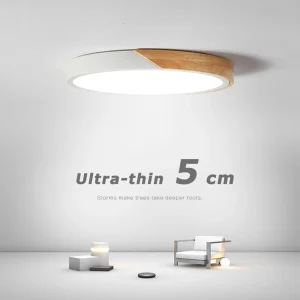 Plafonnier LED bois naturel design scandinave nordique moderne chambre salon éclairage chaleureux économique élégant