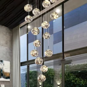 Suspension lumineuse moderne en verre et métal design contemporain éclairage diffus salon salle à manger cuisine escalier lumière intérieure Suspension lumineuse moderne en verre et métal design contemporain éclairage diffus salon salle à manger cuisine escalier lumière intérieure