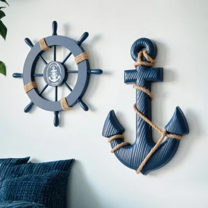 Ancre de bateau en bois style nautique décoration murale marine barre de navire suspendue accessoire thème océan salle à manger salon chambre salle de bains Ancre de bateau en bois style nautique décoration murale marine barre de navire suspendue accessoire thème océan salle à manger salon chambre salle de bains