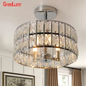 Plafonnier crystal métal design moderne lumière diffuse éclairage luxe salon chambre couloir effet scintillant élégance naturelle