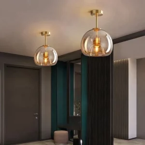 Plafonnier rond en verre design nordique luxe luminaire décoratif chambre couloir éclairage moderne lumière chaleureuse Plafonnier rond en verre design nordique luxe luminaire décoratif chambre couloir éclairage moderne lumière chaleureuse