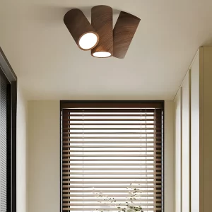 Plafonnier LED bois naturel design scandinave nordique moderne chambre salon éclairage chaleureux économique élégant