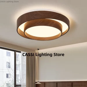 Plafonnier LED bois de noyer design scandinave nordique moderne pour chambre  salon  cuisine ou salle à manger – Éclairage chaleureux et économique
