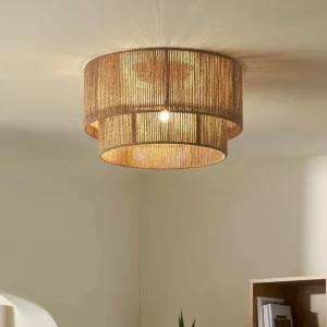Plafonnier en rotin design moderne lumière diffuse salle à manger chambre style naturel éclairage chaleureux élégant