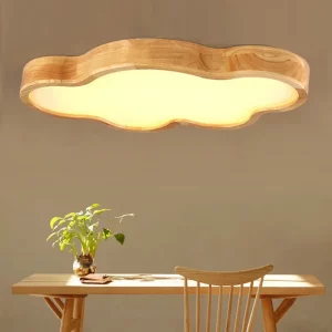Plafonnier LED en bois naturel design scandinave moderne éclairage chaleureux chambre salon lumière douce économique élégant