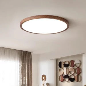 Plafonnier LED en bois naturel design moderne scandinave pour chambre salon lumière chaleureuse économique élégant