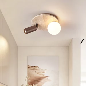 Plafonnier en métal et verre design moderne et épuré éclairage chaleureux et économique pour salon chambre ou couloir