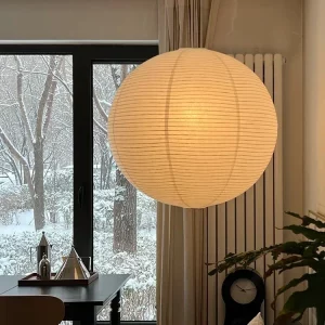 Japonais Wabi Sabi vent rond papier de riz pendentif LED lumières nordique salon salle à manger lustre Loft décor à la maison lampes luminaires Japonais Wabi Sabi vent rond papier de riz pendentif LED lumières nordique salon salle à manger lustre Loft décor à la maison lampes luminaires