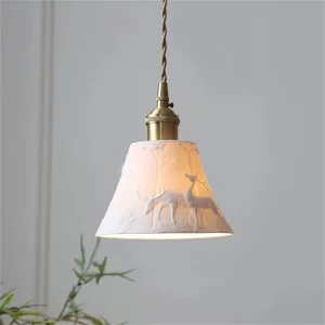 Plafonnier suspendu en céramique rustique design moderne scandinave motifs sculptés chambre salon éclairage chaleureux élégant Plafonnier suspendu en céramique rustique design moderne scandinave motifs sculptés chambre salon éclairage chaleureux élégant