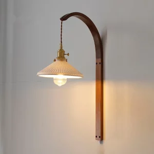 Applique murale bois verre métal design vintage-industriel style scandinave éclairage chaleureux chambre salon édition limitée