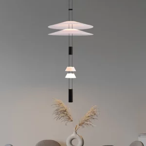 Suspension moderne design minimaliste lampe plafonnier acrylique aluminium salon salle à manger éclairage contemporain lumière douce élégant économie d’énergie