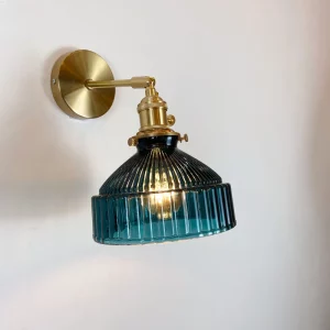 Applique murale vintage industrielle métal doré verre vert éclairage salon chambre couloir lumière chaleureuse décorative élégante Applique murale vintage industrielle métal doré verre vert éclairage salon chambre couloir lumière chaleureuse décorative élégante