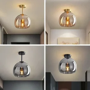 Plafonnier LED en verre design nordique moderne lumière chaleureuse pour salon salle à manger couloir éclairage élégant minimaliste