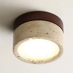 Plafonnier LED en pierre naturelle et bois design moderne minimaliste salon chambre éclairage chaleureux économique élégant