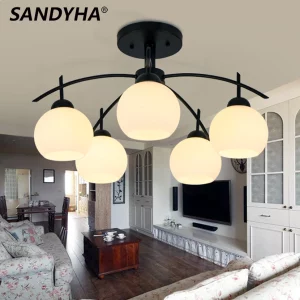 Plafonnier LED Sandyha en métal noir et verre frosted design vintage moderne éclairage chaleureux salon chambre économie d’énergie luminaire élégant durable Plafonnier LED Sandyha en métal noir et verre frosted design vintage moderne éclairage chaleureux salon chambre économie d’énergie luminaire élégant durable