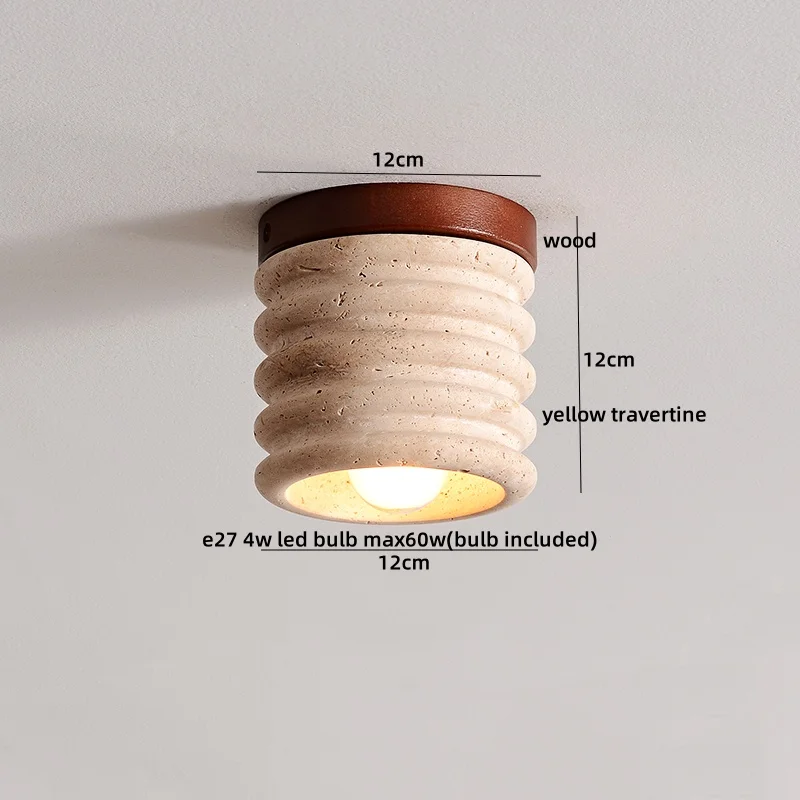Plafonnier LED bois jaune travertin design moderne nordique salon chambre éclairage chaleureux économique élégant