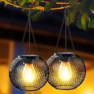 Lanterne solaire extérieure design industriel vintage métal treillis lumière chaude économie d’énergie jardin terrasse élégance naturelle