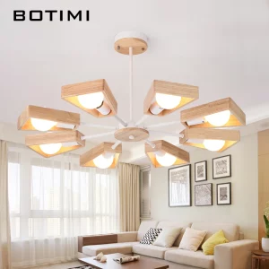 Plafonnier en bois BOTIMI design nordique moderne éclairage intérieur luminaire décoratif salon chambre salle à manger éclairage chaleureux économique élégant