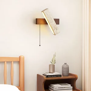 Applique murale bois naturel design moderne terrazzo LED éclairage chaleureux chambre salon deco élégante économique