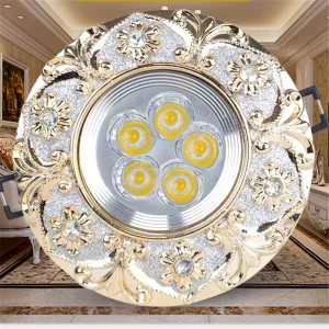 Plafonnier LED encastré design Baroque doré avec incrustations cristallines  luminaire décoratif salon restaurant éclairage luxueux efficace 10W