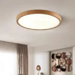Plafonnier LED bois naturel design scandinave moderne lumière douce éclairage chambre salon bureau économies d’énergie élégance naturelle