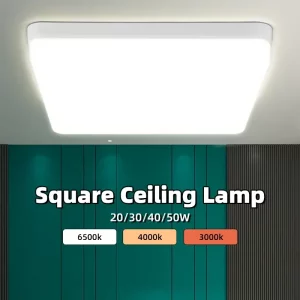 Plafonnier LED moderne minimaliste design épuré lumière intérieure salon cuisine bureau éclairage uniforme économique certification ROHS