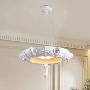 Plafonnier bois sculpté design scandinave nordique moderne lumière chaleureuse élégance naturelle salon chambre