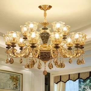 Plafonnier en métal et verre style classique baroque luminaire design doré pour salon salle à manger entrée éclairage élégant et sophistiqué Plafonnier en métal et verre style classique baroque luminaire design doré pour salon salle à manger entrée éclairage élégant et sophistiqué