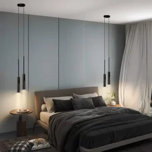 Suspension moderne nordique en métal  design épuré  éclairage intime  chambre à coucher  salon  café  ambiance chaleureuse  économie d’énergie  LED intégrée